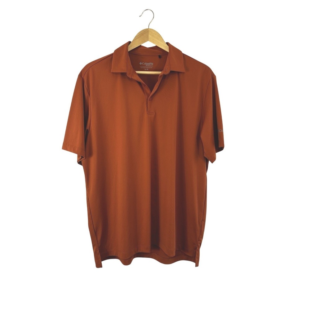Columbia Golf Omni Wick Drive Polo Mens XL Dark Orange Polyester Pullover Casual